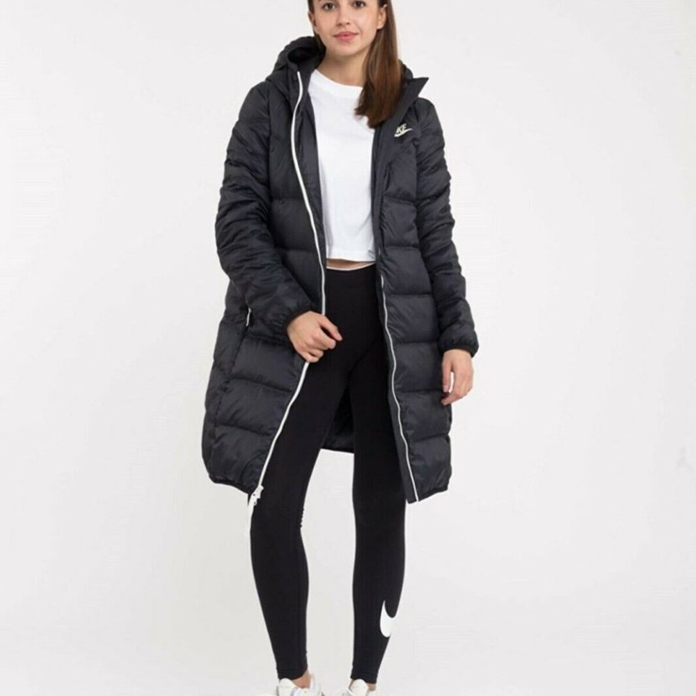 Nike NSW Wind Runner Reversible Down Fill Parka Women's Black CU0284-01 - Picture 2 of 8
